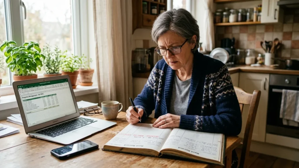 Bellevue landlord reviewing a rent ledger after a tenant stopped paying