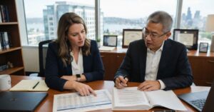Business owner and CPA comparing asset sale and stock sale structure before selling a Washington business
